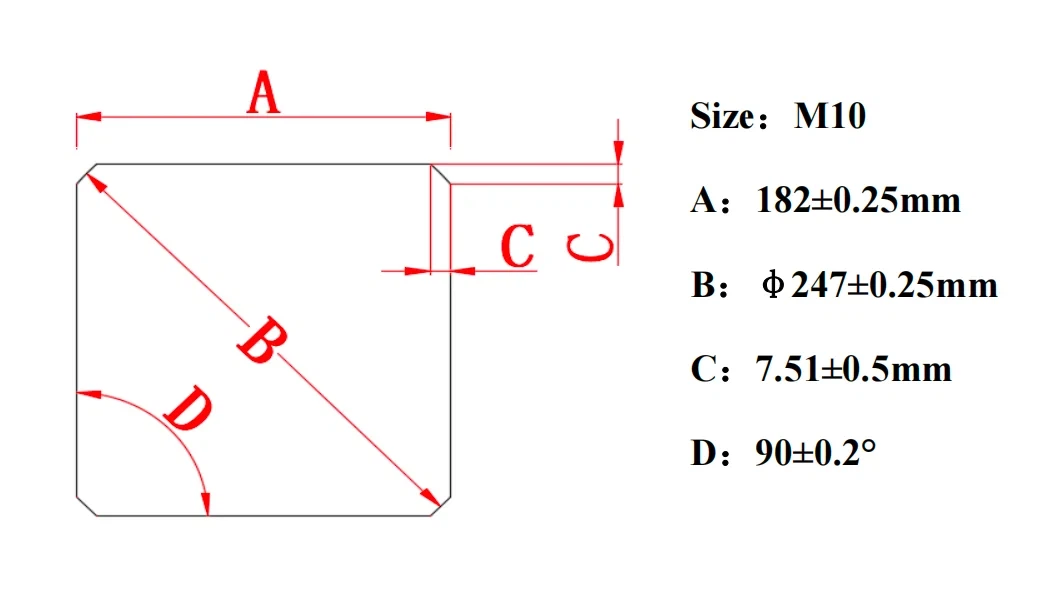 N-Type M10 Monocrystalline Silicon Wafer Specification1